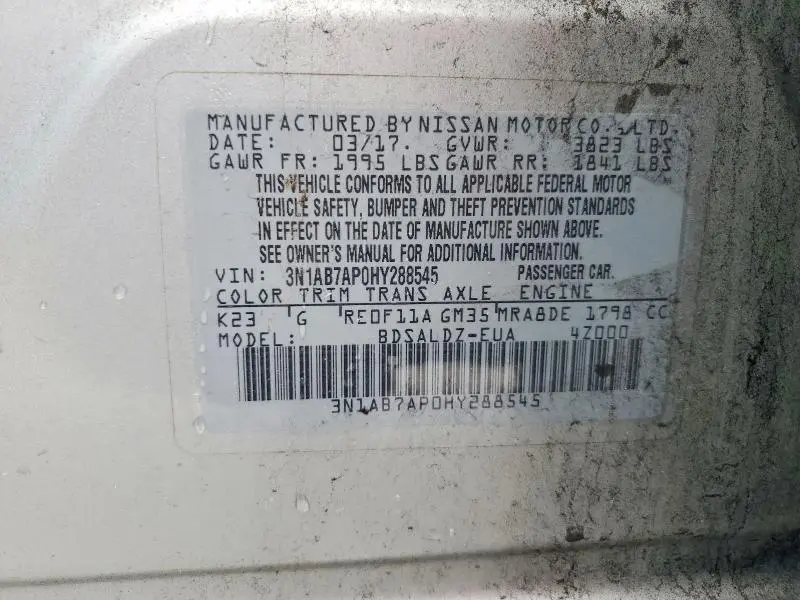 2017 NISSAN SENTRA SV  