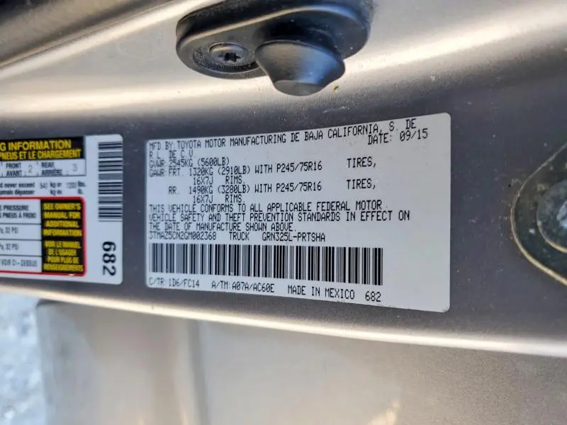 2016 TOYOTA TACOMA DOUBLE CAB  