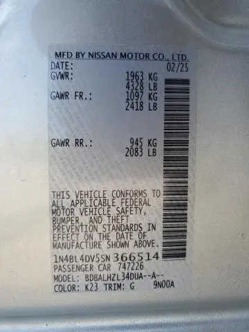 2025 NISSAN ALTIMA SV  
