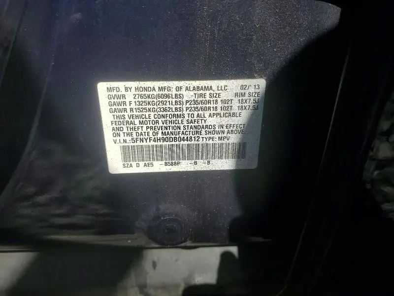 2013 HONDA PILOT TOURING  
