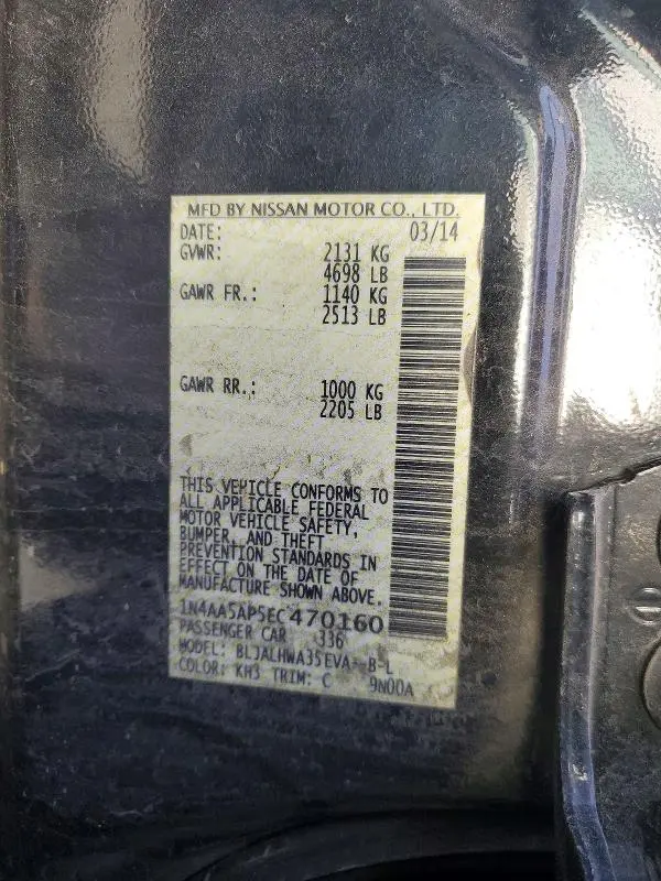 2014 NISSAN MAXIMA S  