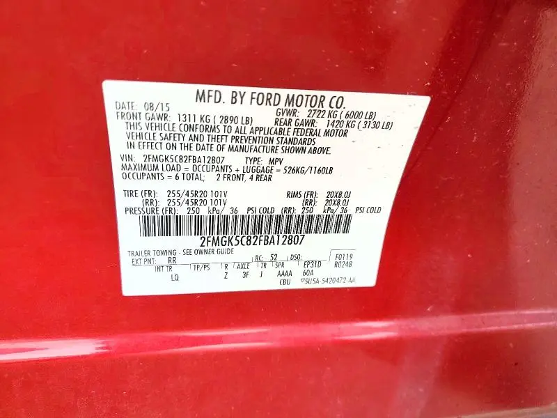 2015 FORD FLEX SEL  