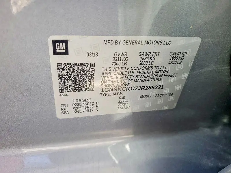 2018 CHEVROLET TAHOE K1500 PREMIER  