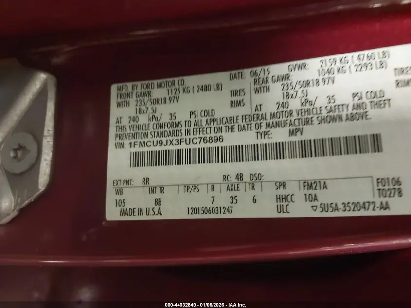 2015 FORD ESCAPE TITANIUM