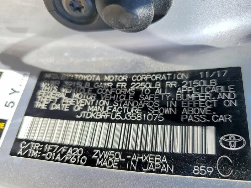 2018 TOYOTA PRIUS TWO  