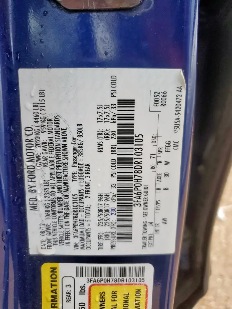 2013 FORD FUSION SE  