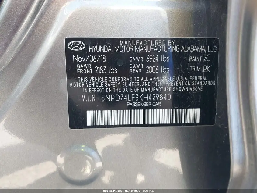 2019 HYUNDAI ELANTRA SE