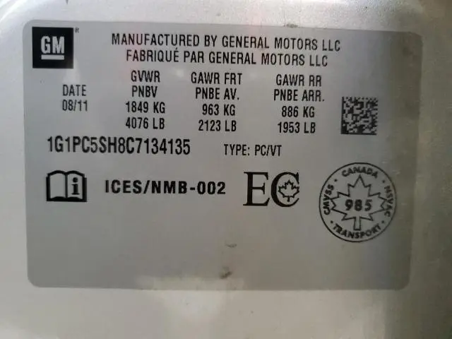 2012 CHEVROLET CRUZE LS  