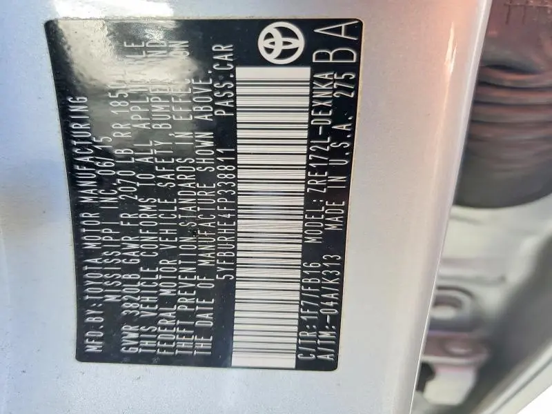 2015 TOYOTA COROLLA LE  