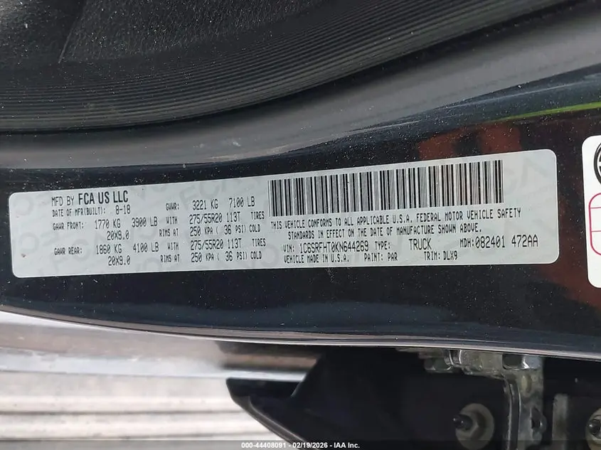 2019 RAM 1500 LIMITED  4X4 5'7 BOX