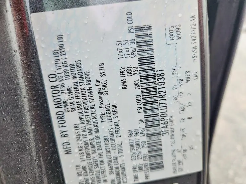 2018 FORD FUSION SE HYBRID  