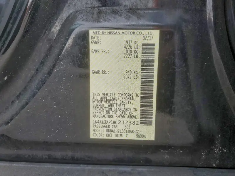 2017 NISSAN ALTIMA 2.5 SR  