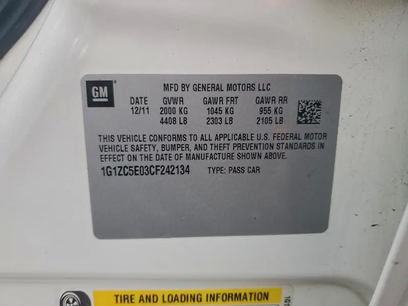 2012 CHEVROLET MALIBU 1LT  