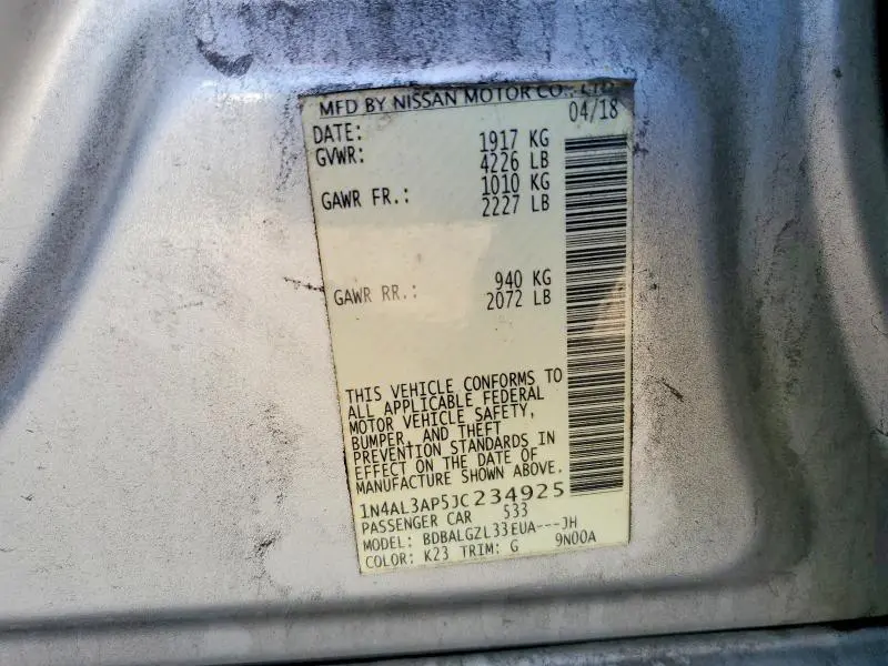 2018 NISSAN ALTIMA 2.5  