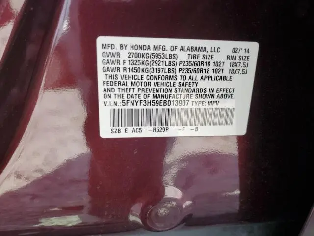 2014 HONDA PILOT EXL  