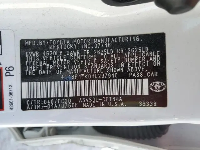 2017 TOYOTA CAMRY LE  