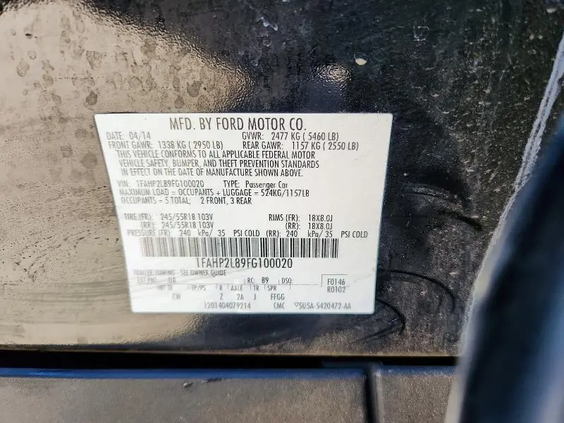 2015 FORD TAURUS POLICE INTERCEPTOR  