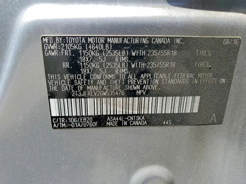 2016 TOYOTA RAV4 SE  