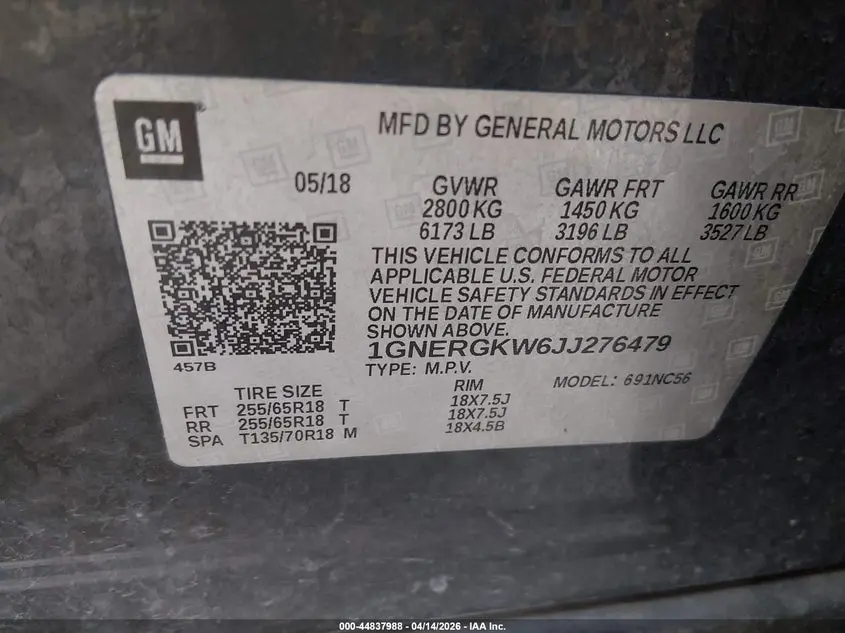 2018 CHEVROLET TRAVERSE 1LT