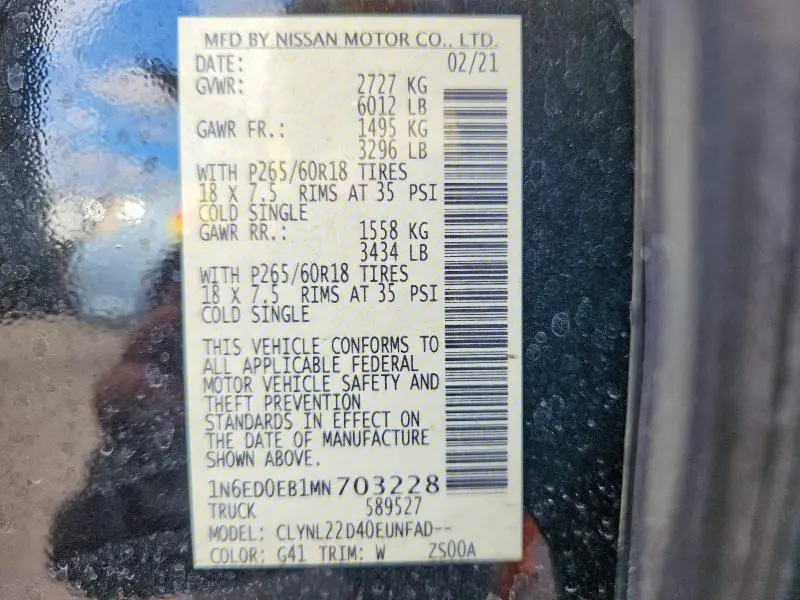 2021 NISSAN FRONTIER SV  