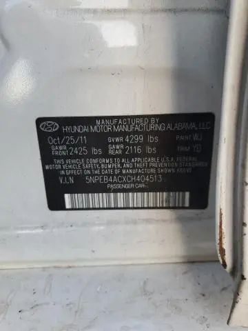 2012 HYUNDAI SONATA GLS  