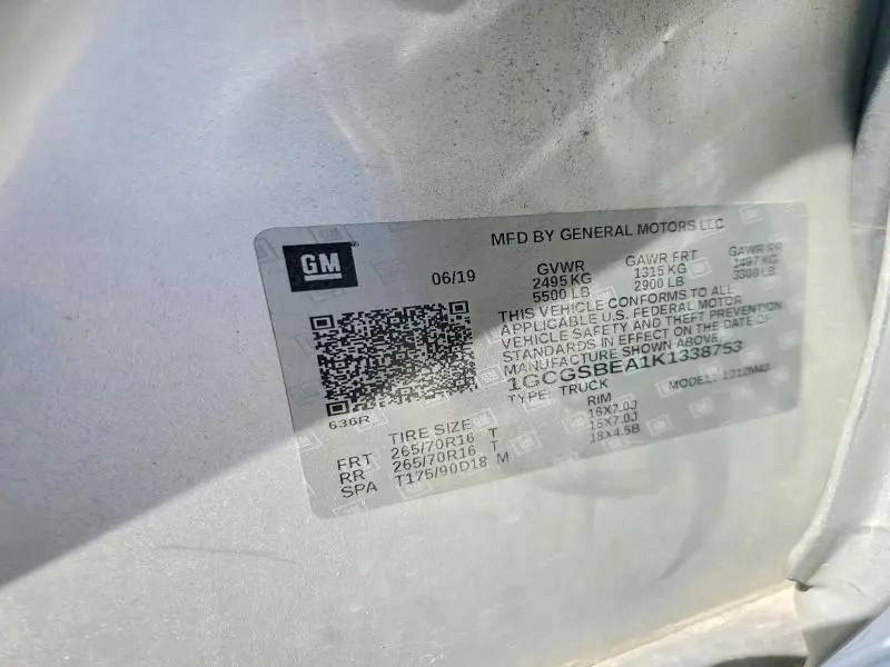 2019 CHEV COLORADO   