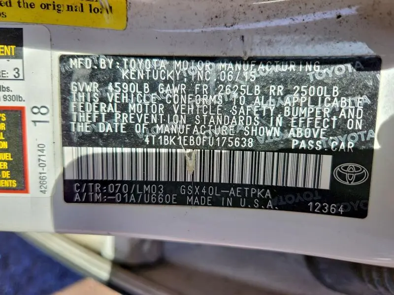 2015 TOYOTA AVALON XLE  